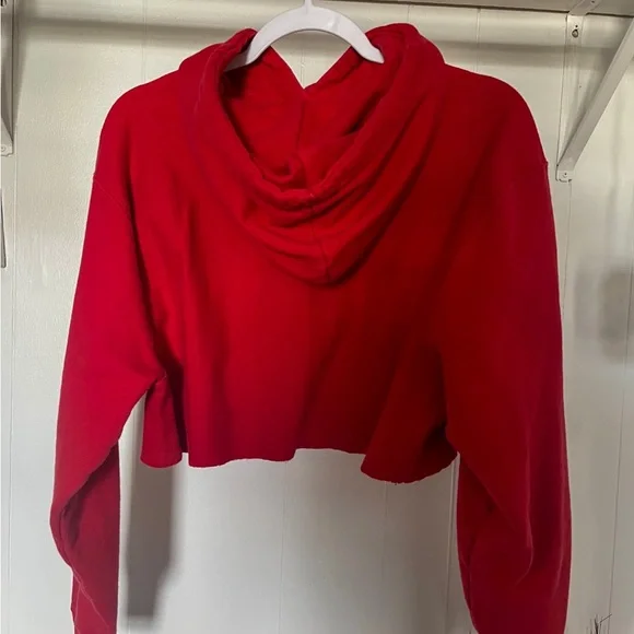 Champion Reverse Weave Cut-Off Cropped Hoodie, C Logo - Picture 3 of 4